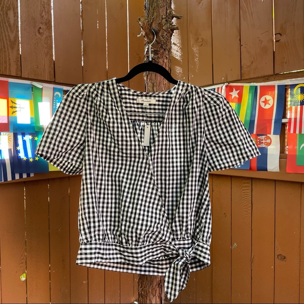 (NWT) Madewell - Gingham Wrap Top